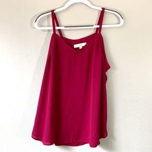 Loft Red Chiffon Tank Top